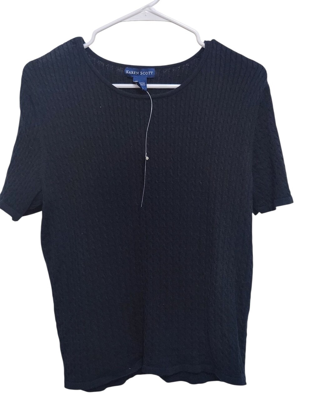 Karen Scott Black Short-Sleeve Lightweight Sweater